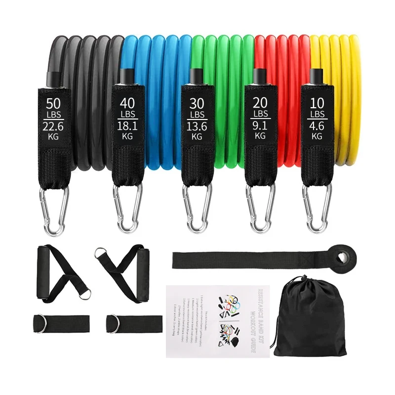 Custom printed 11 pcs fitness hip heavy leggings exercise bands loop tube TPE outwork resistance bands set for sports