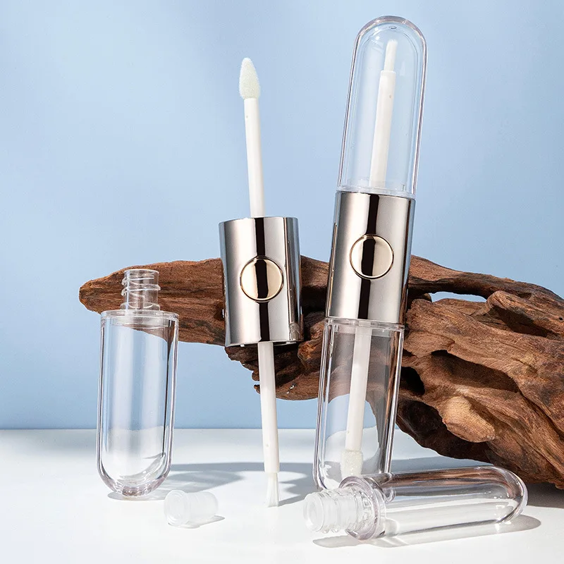 luxury 4ml mini Double Head Lip Glaze Powder blusher eyeliner Tube Elliptical Air Tube Makeup Lip Gloss Cosmetics  plastic tube