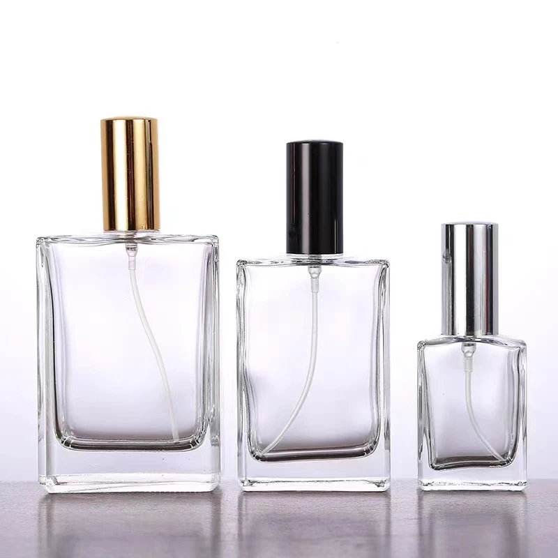 Wholesale Custom Unique Square 30ml 50ml 100ml Luxury Empty Glass Spray Perfume Bottles Packaging Glass Bottle
