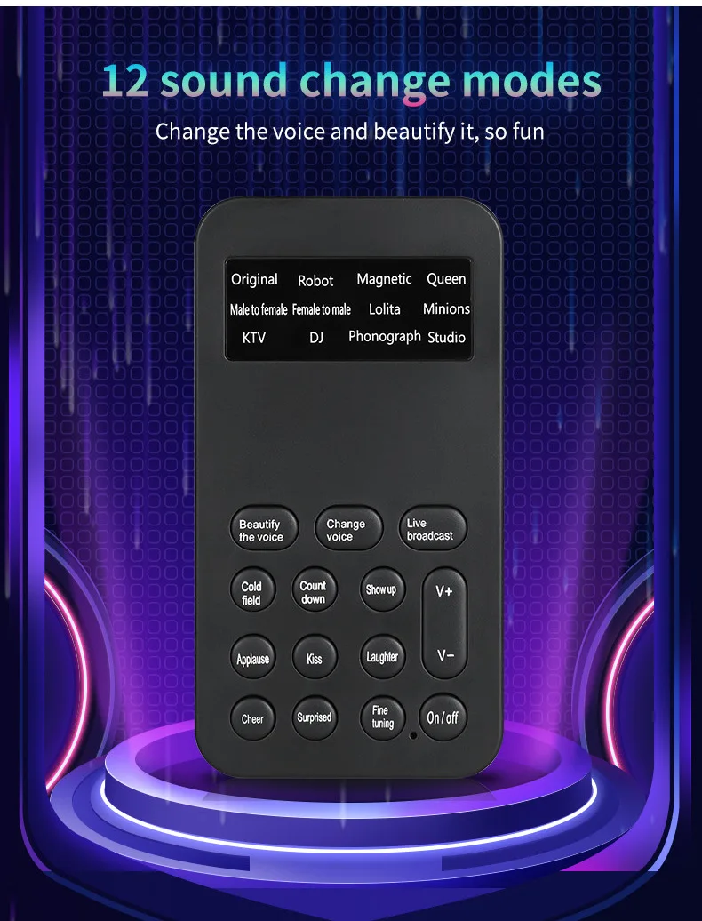 Hot Sell One-key Voice Changer Universal Live Sound Effects Processors Mini Sound Card for Mobile Phones and Computers
