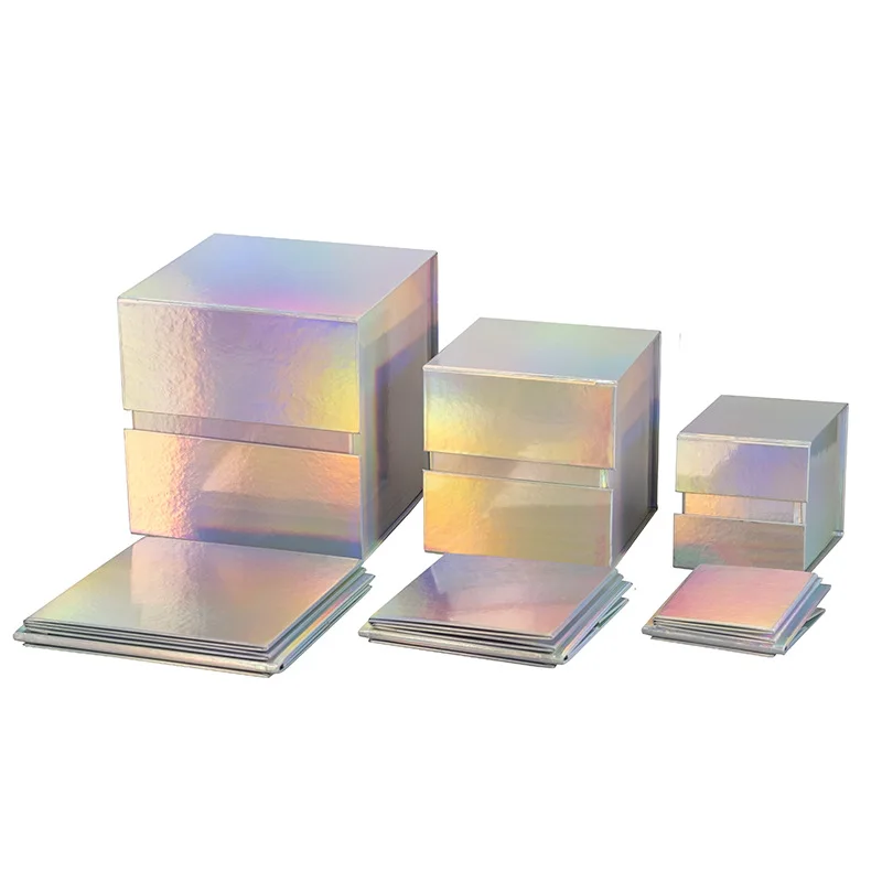 four-corner folding Gift universal packaging box direct supply square foldable box  side flip flip magnet box