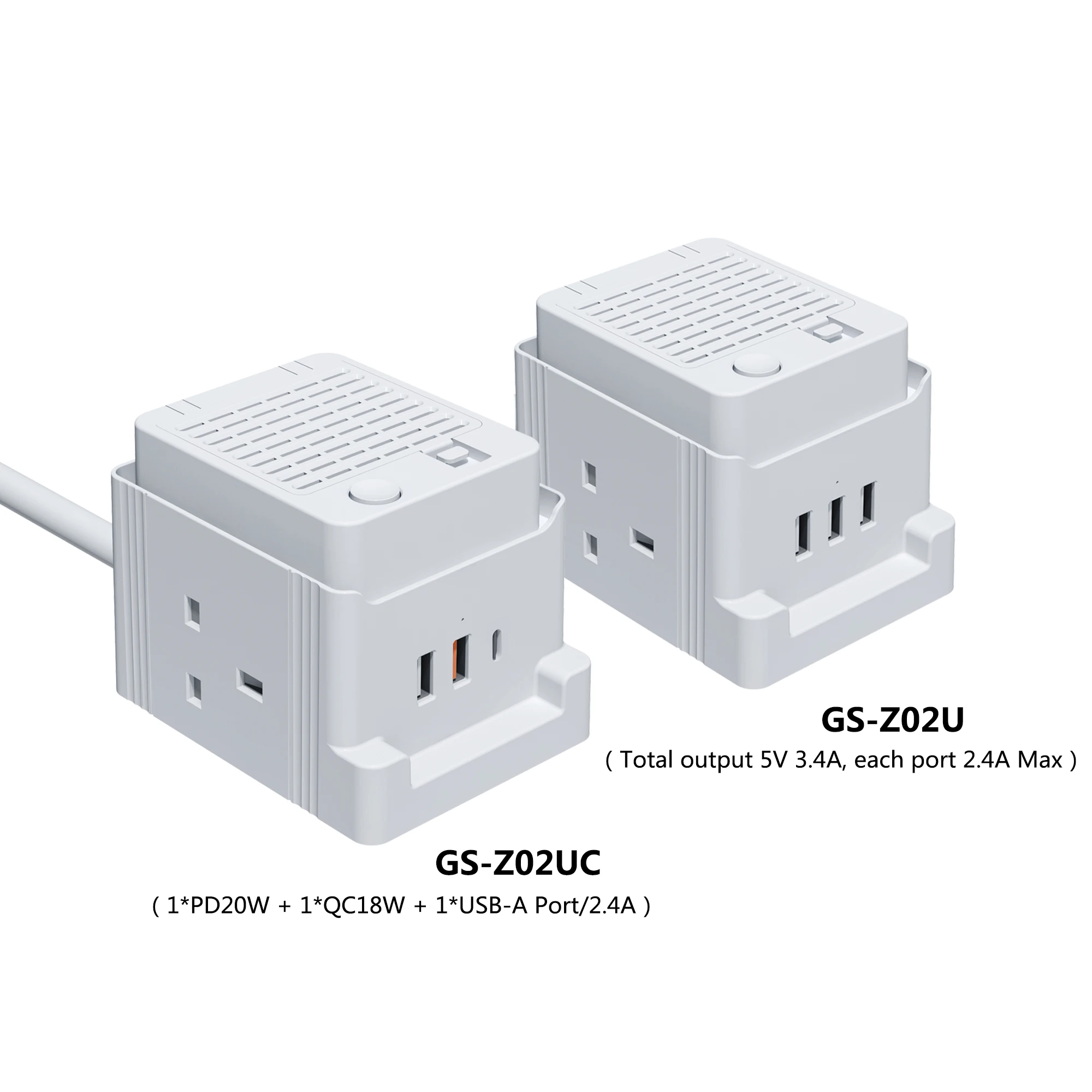 Multi Uk Socket 2 Plug Outlets Usb Fast Charging Ports Overloaded Protection Power Socket Extension Leads With Mini Air Purifier