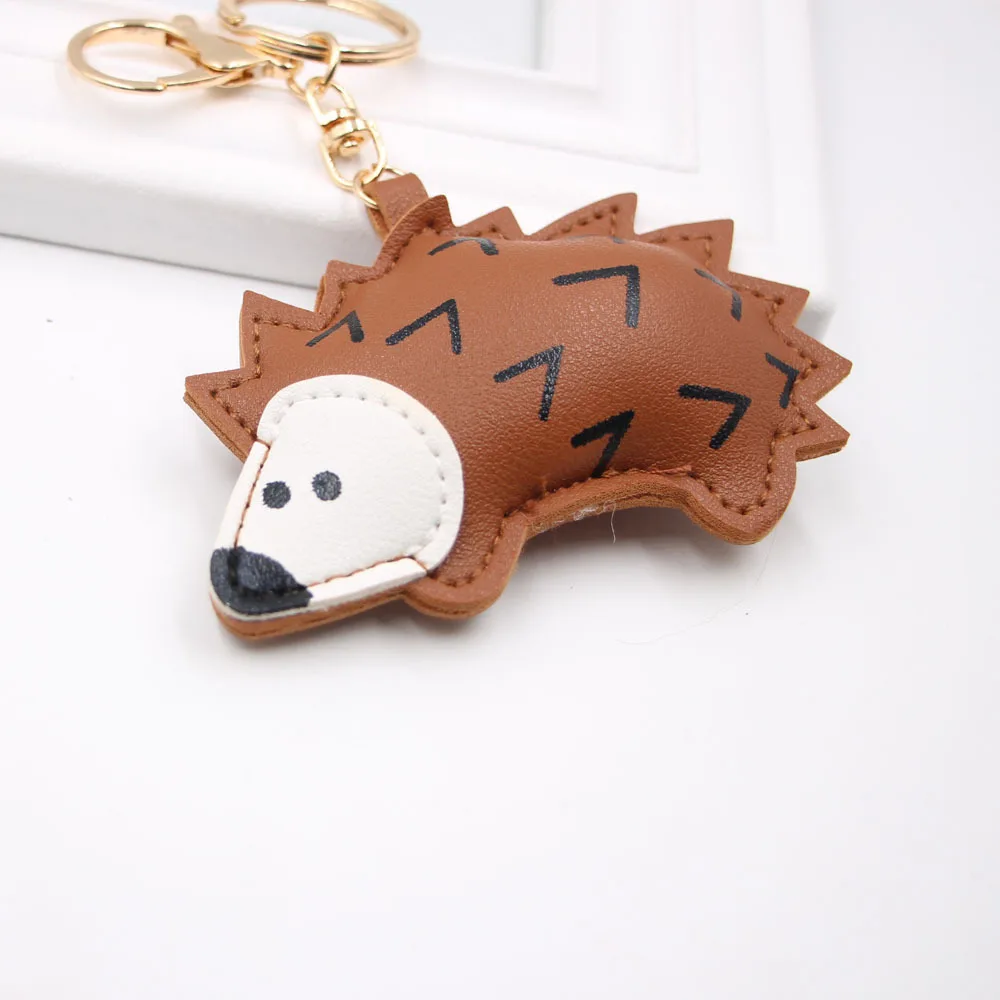 PU leather animal hedgehog keychain pendant cute childlike gift keychain cartoon healing pendant small gift
