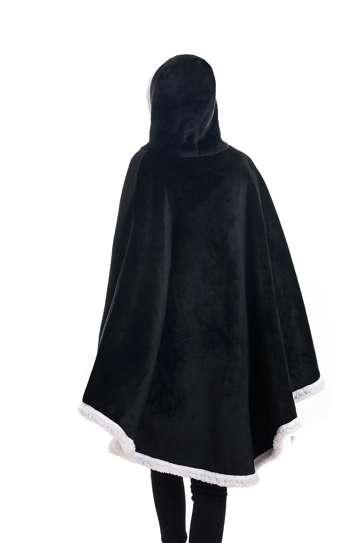 Women Men Open Front Flannel Fleece Hooded Poncho Blanket Shawl Capes Sweater Long Wearable Cloak