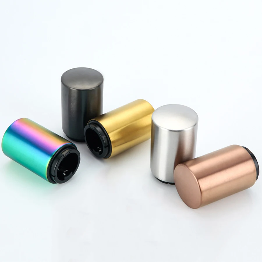 Color stainless steel catcher wine opener aluminum magnetic push-down automatic beer opener suitable for bars