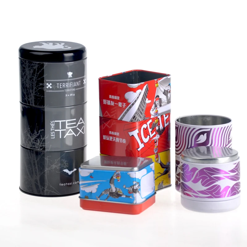 New Arrival Black Matt Tea Tin Box Food Grade Stackable Paper Tea Tins,Tea Gift Box With Tin 9 Unit In Box Manufacturer In China