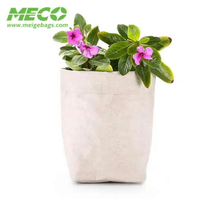 Фабричный логотип экологичный Водонепроницаемый моющийся садовый домашний крафт-бумажный растительный мешок цветочный горшок