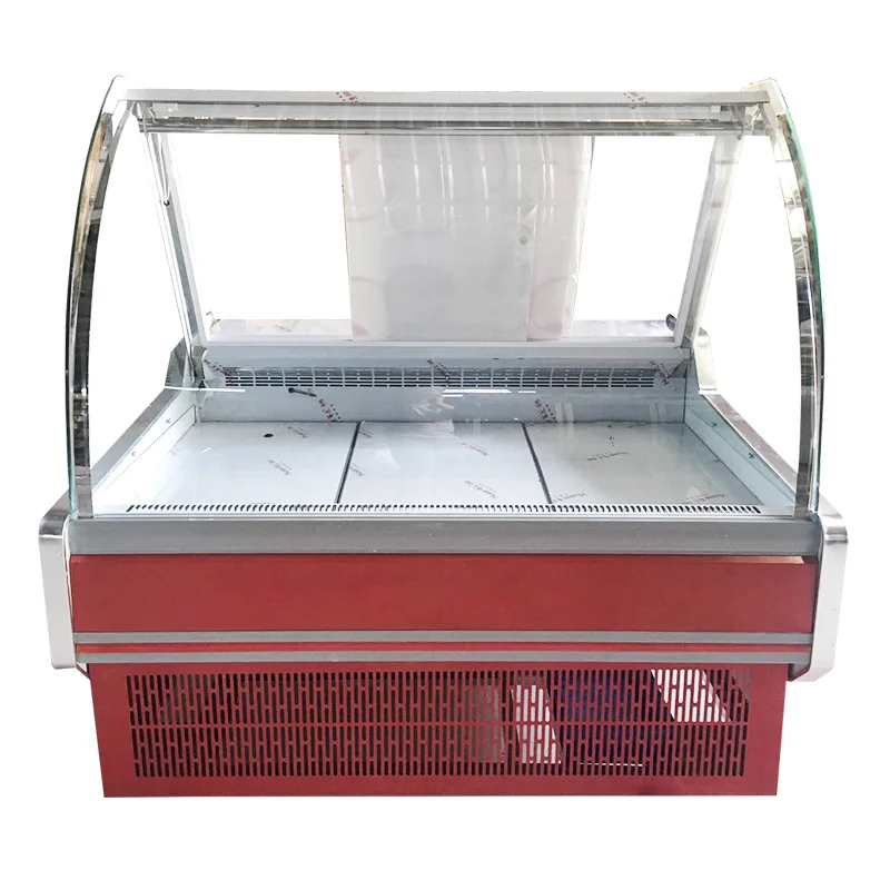 1.5 meter modern cabinet food meat chiller curved glass display
