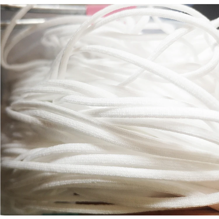 High Strength 2.5mm Round Bungee Stock Black White Nylon 3mm Earloop Elastic Cord Band Elastic Thread for earloop cord