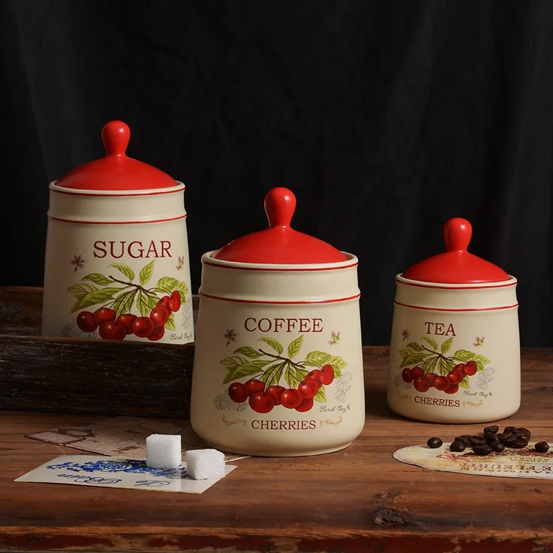 Factory Direct Kitchenware Ceramic Food Storage Jar With Airtight Lid Tea Coffee Bean Sugar Canister Custom Pattern