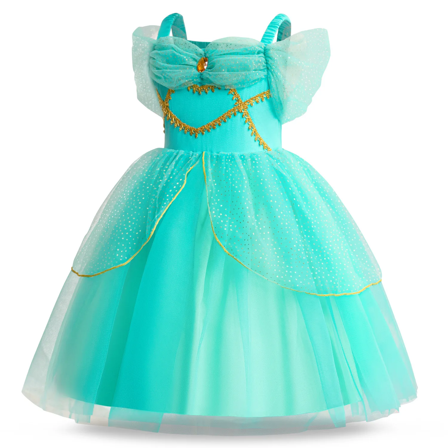 Summer new girls Cosplay cartoon princess dress show dress Aladdin Jasmine Princess  mesh slip dress