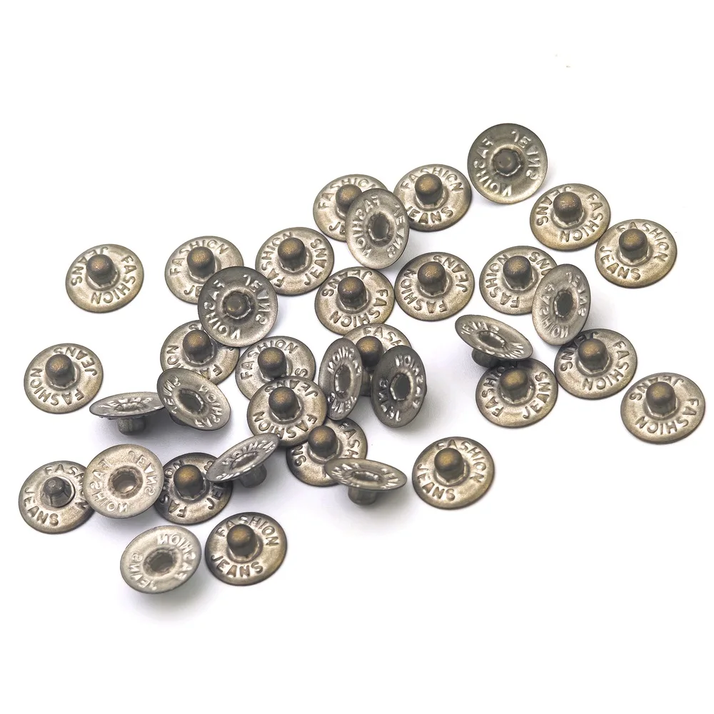 Garment Gun Stainless Steel Iron Brass Leather Denim Custom logo Cap Jeans Rivets Metal Studs Straw Hat Stud Rivet for Jeans