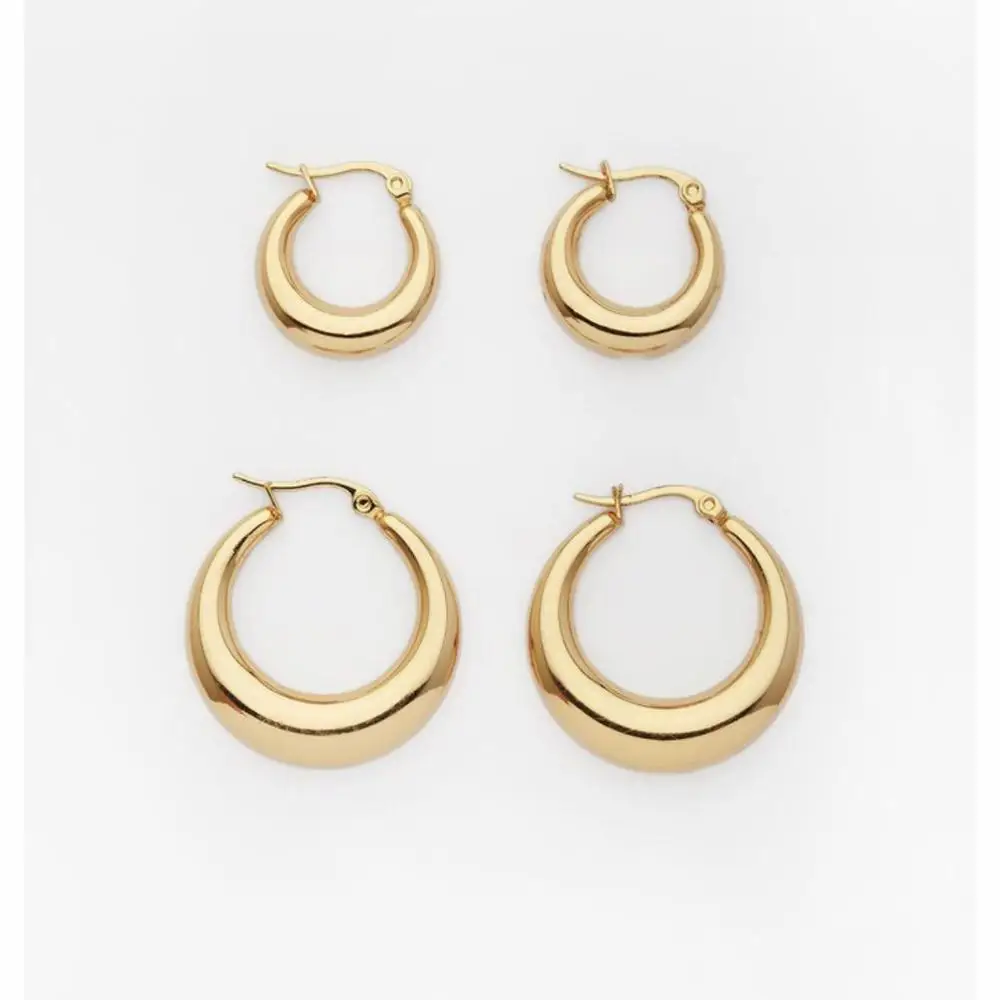 Small Steel Material Gold Plated Circle Hoop Earrings