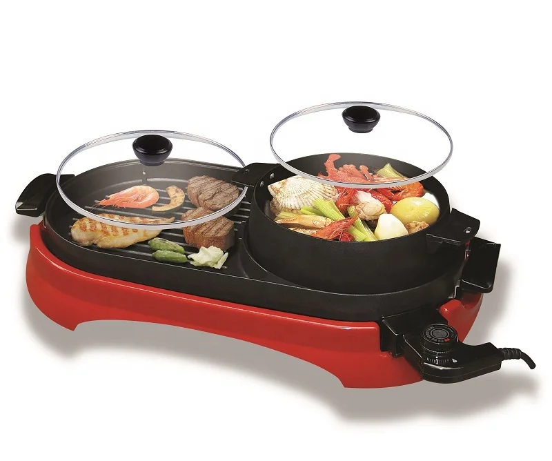 2022 Korean Hot Pot And Grill Multifunction Dual-use Hot Pot Barbecue Plate Electric Hot Pot Grill For Family Use