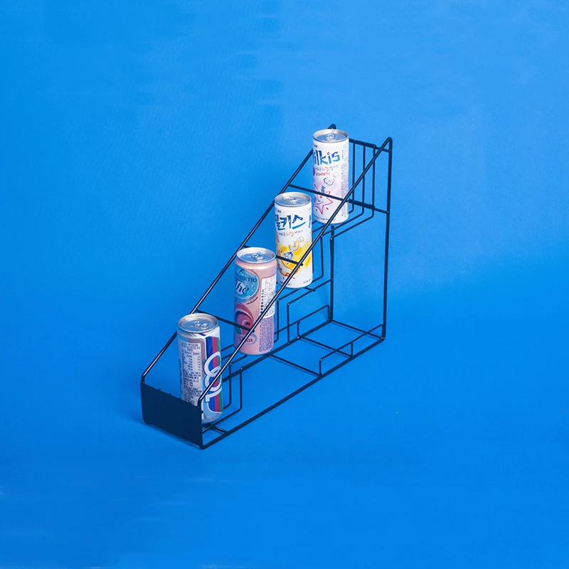 retail stores display pop iron steel  rod frame fixture counter promotion 4 layer shelf metal wire drink cans holder rack