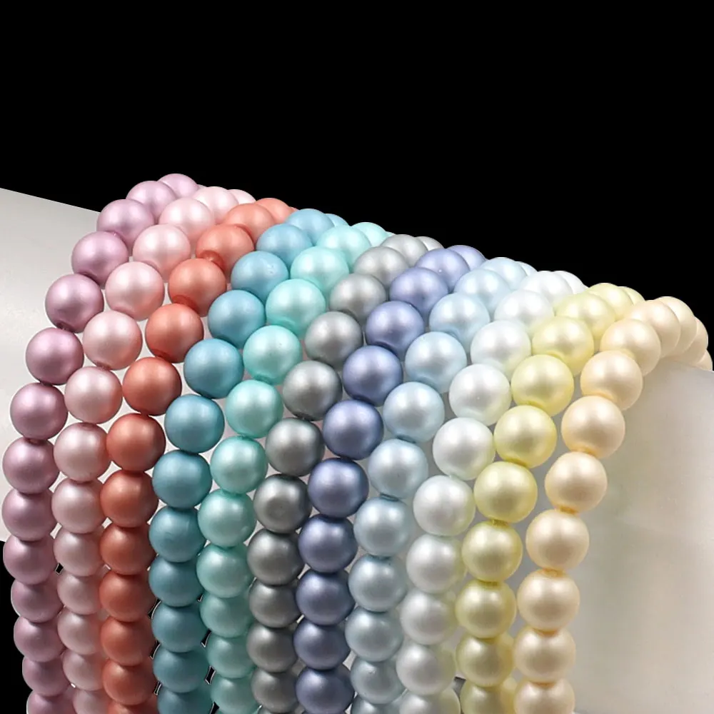 glass bead factory 8mm black matte pearl beads with holes for jewelry