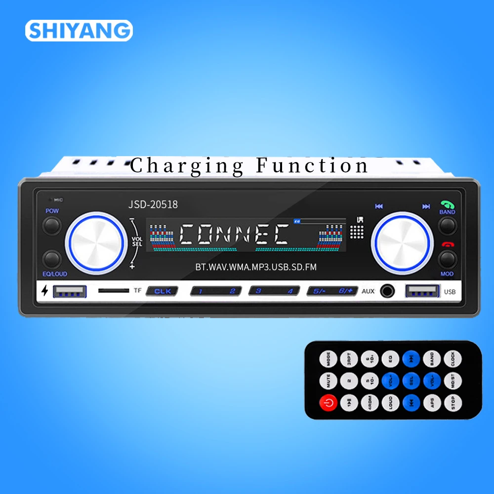 20158  dual knob volume adjustment dual U fast charging function FM/USB/TF small card/AUX car MP3 BT player