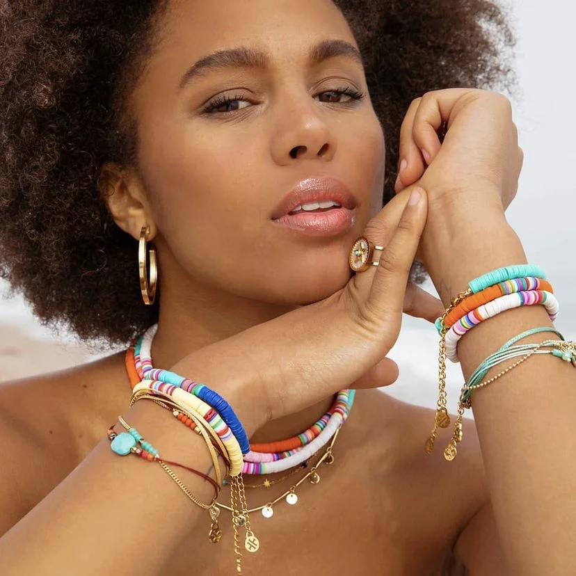 Wholesale Collar Boho Top Beach Jewelry Rainbow Necklace Polymer Clay Beads African Jewelry Colorful Necklace Summer Necklaces