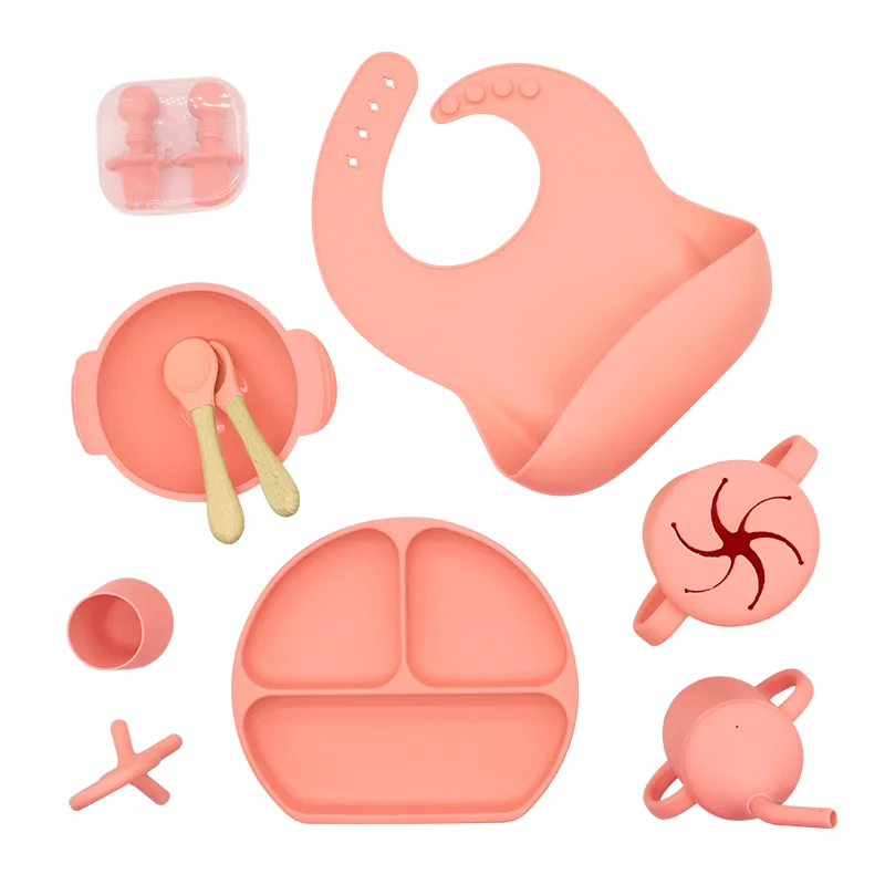 Wholesale Best Selling Baby Products Silicone Baby Feeding Set Newborn Set Gift Baby Meal Plate Set