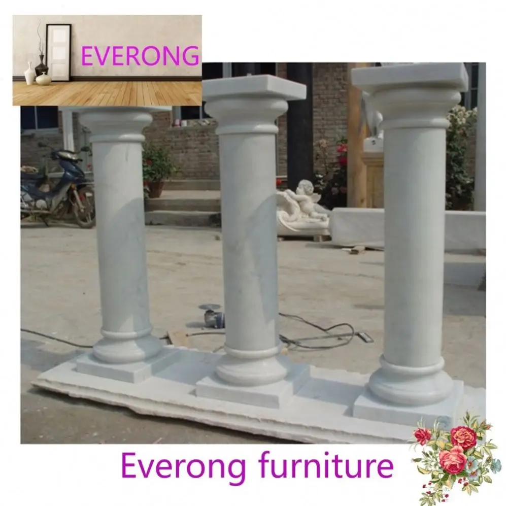 Custom Villa Decorations Outdoor Natural White Marble Carved Roman Columns