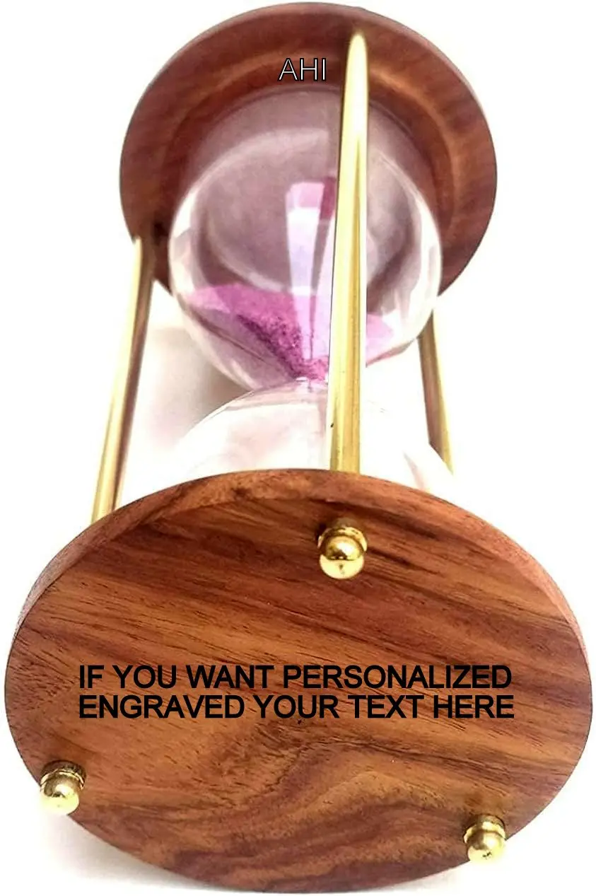 Brass Sand Timer Hour Glass Hanging Base with Compass Perfect Kids Toy and Playing Game Gifts Indian Supplier