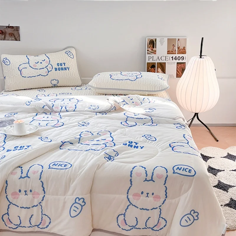 Wholesale Bedding Washable Cool Ice Silk Latex Printed Flat Sheets Cold Mat Mattress Cover With Pillow Cases