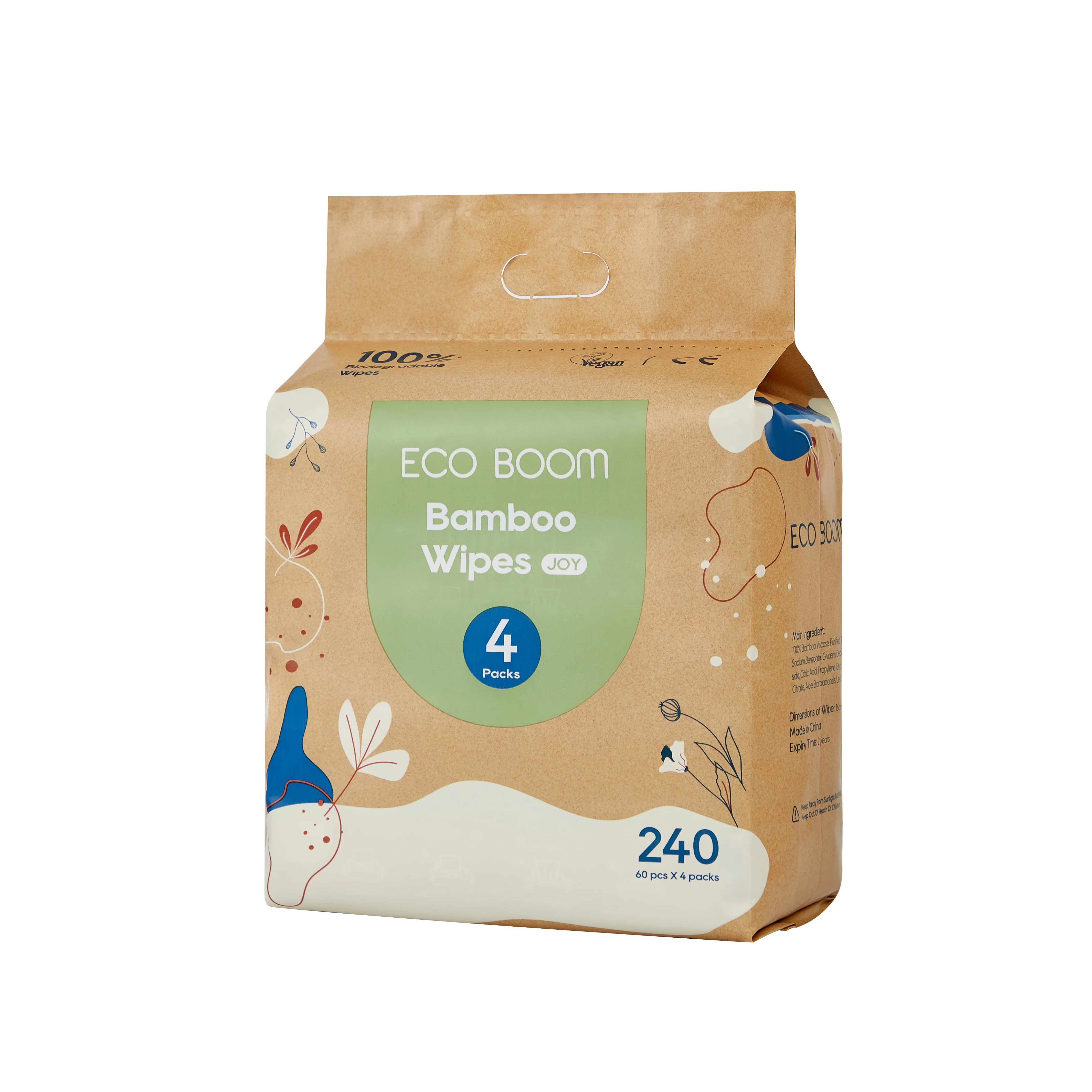 ECO BOOM degradable ecological natural ecologic alcohol free 100pcs sensitivity company brand Charcoal water wipes