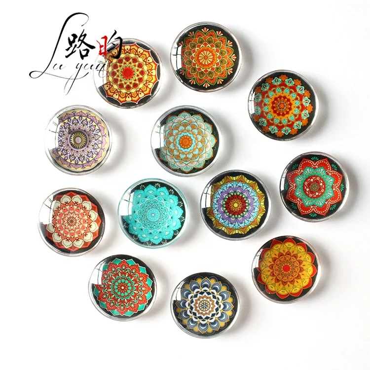 Luyun Christmas Promotions Custom Photo Mandala Round Refrigerator Magnet Europe Germany Crystal Glass Fridge Magnet