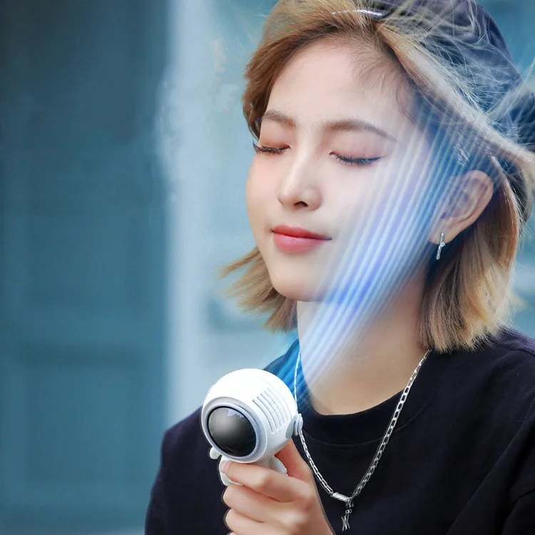 2022 New astronaut small fan hanging neck handheld mini portable usb mini leafless outdoor camping fan