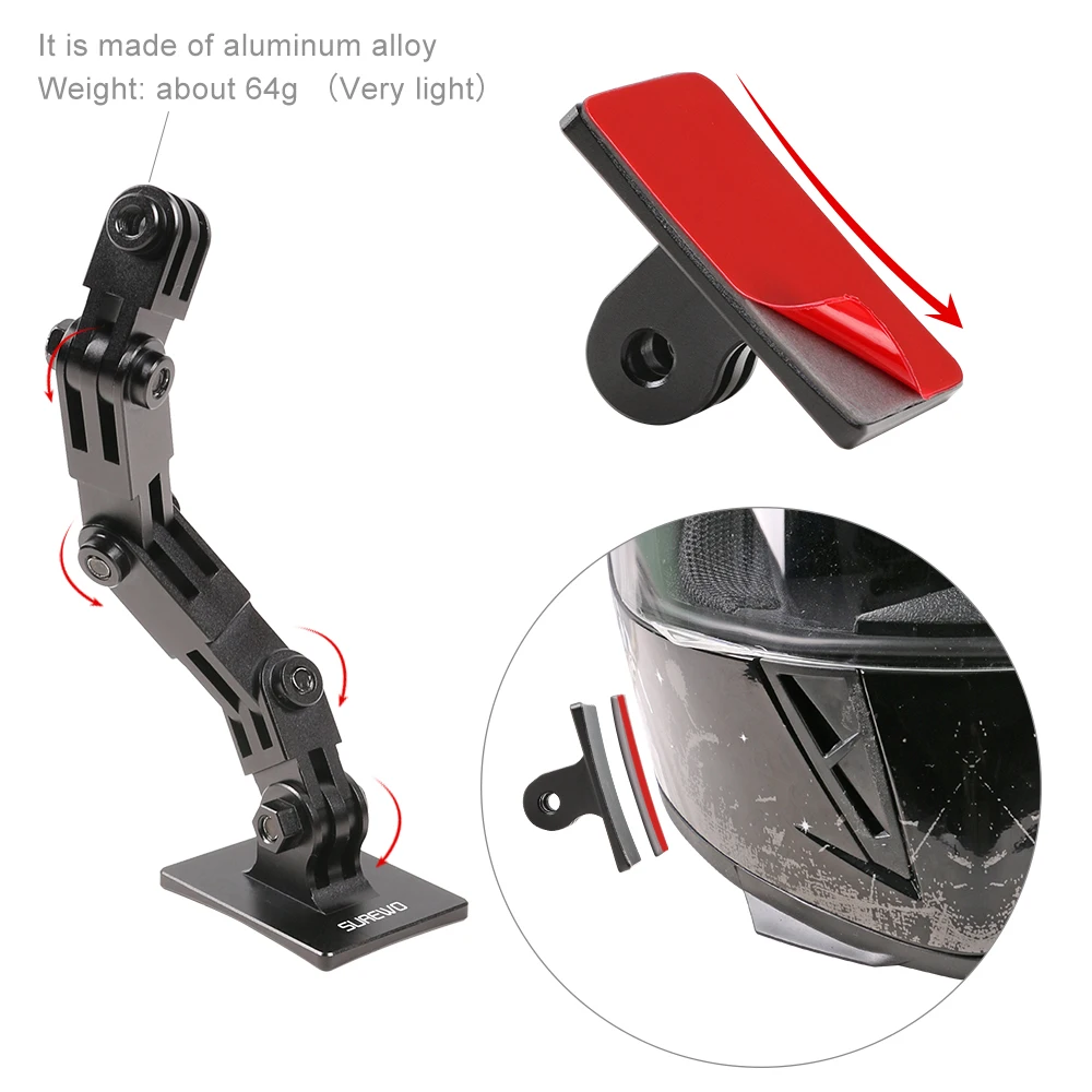 SUREWO Gopro Accessories set Aluminum Motorcycle Helmet camera Mount for GoPro Hero 7 Black 6 5 Session DJI Action and More