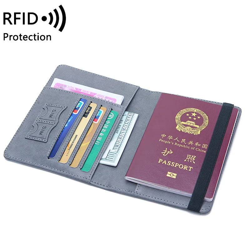 Hot sale cheap travel rfid blocking custom logo slim passport holder wallet with SIM card