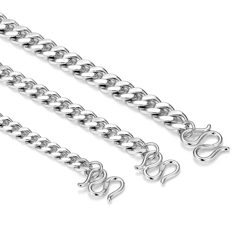 Hiphop Fashion 925 Silver Cuban Link Chain Pendant Necklaces Men Women Fine Jewelry Luxury sterling silver 925 jewellery