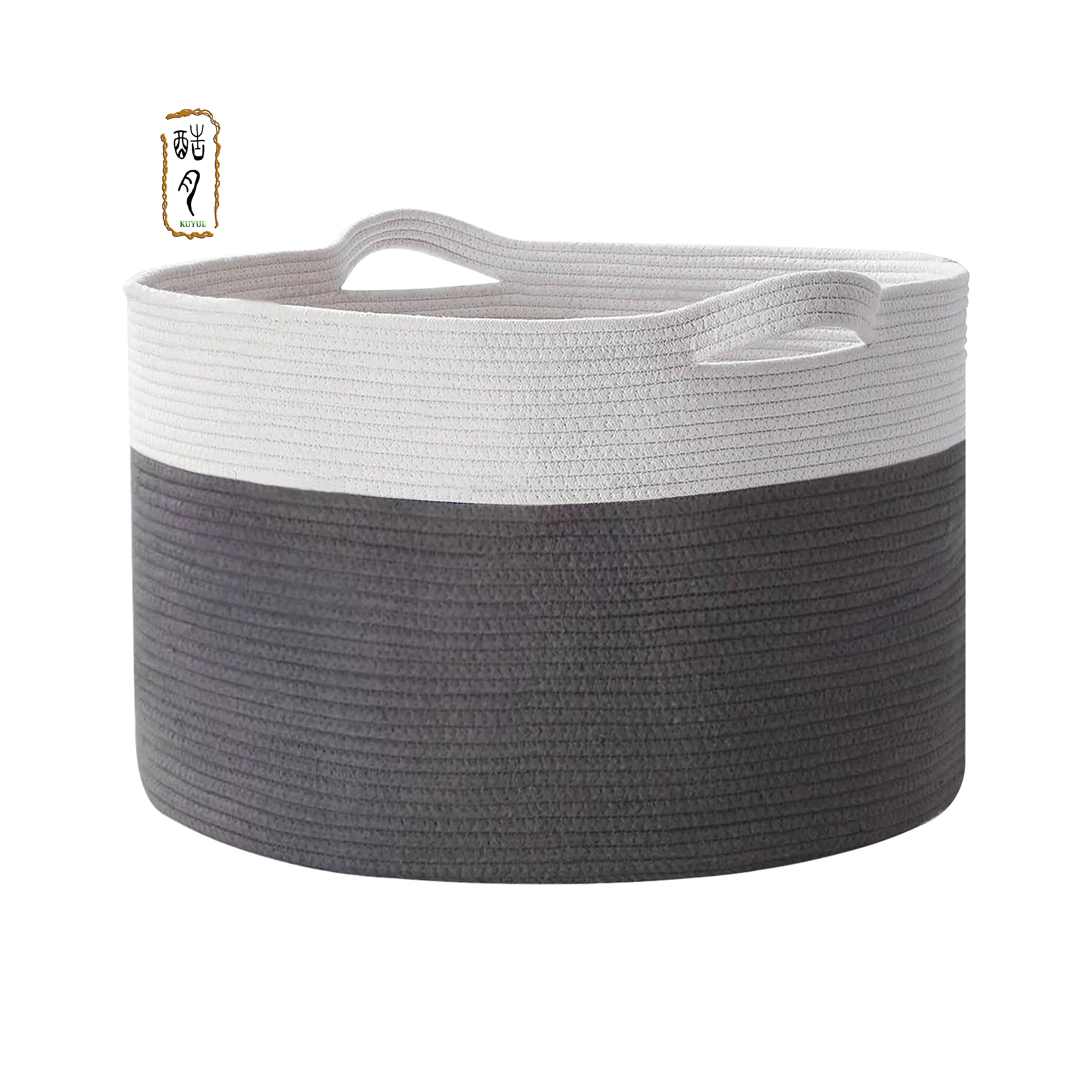 KUYUE Extra Large Laundry Basket Toy Storage Blanket Basket Cotton Rope Woven Baskets Foldable Modern Folding Customizable 1.9