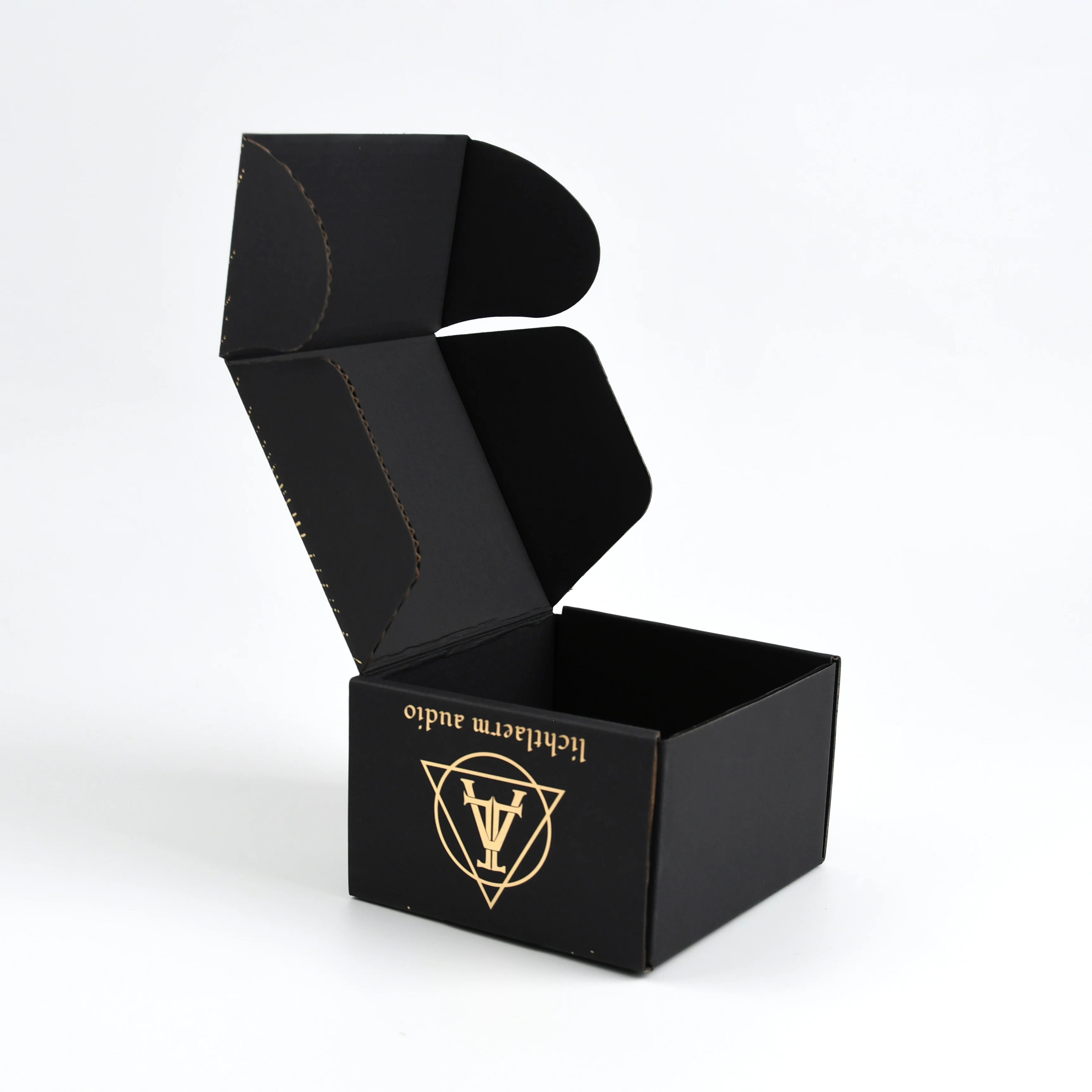 Custom biodegradable recyclable black paper packaging corrugated mailer box for apparel