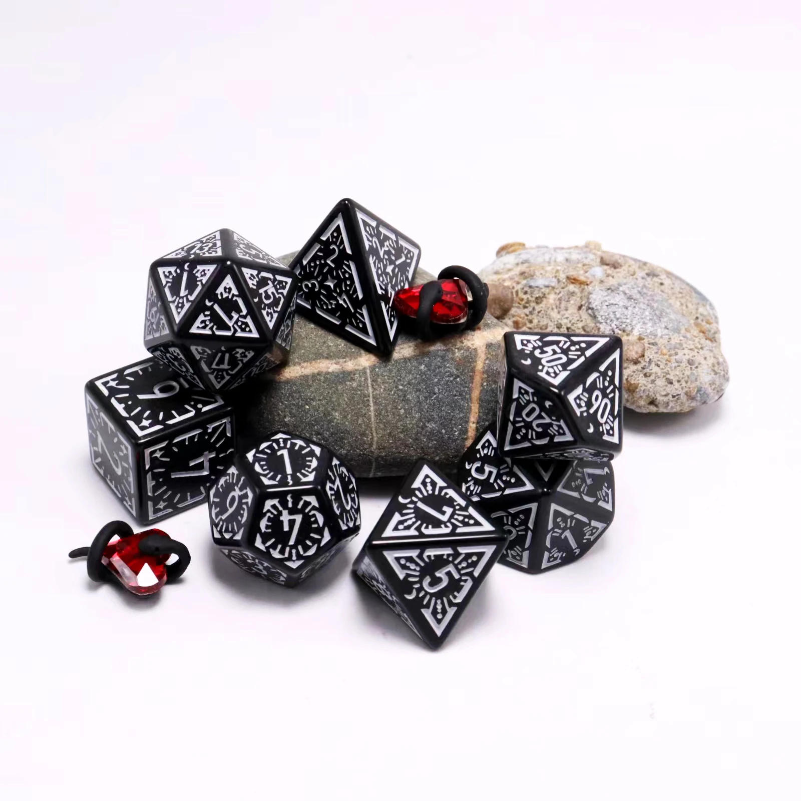 Пользовательские многогранные rpg 7 шт. Ретро Кости объемные драгоценные камни трещины кости