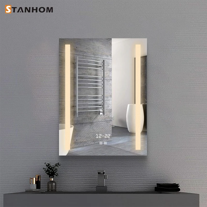 STANHOM Wall Mounting Automatic Anti-Fog Illuminated Blue-tooth Mirror with LED Light