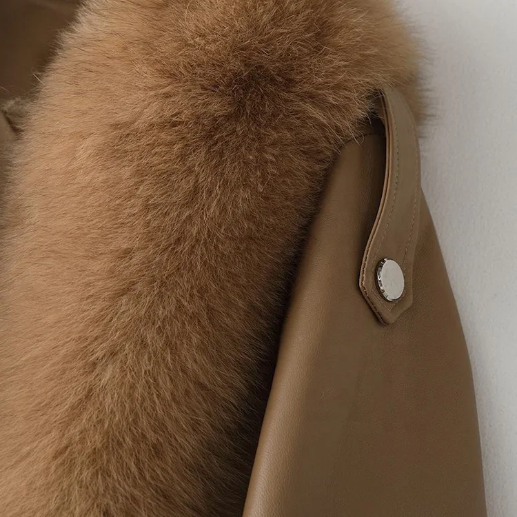 2022 new arrival winter sheep leather with fox fur coat fox fur coat women