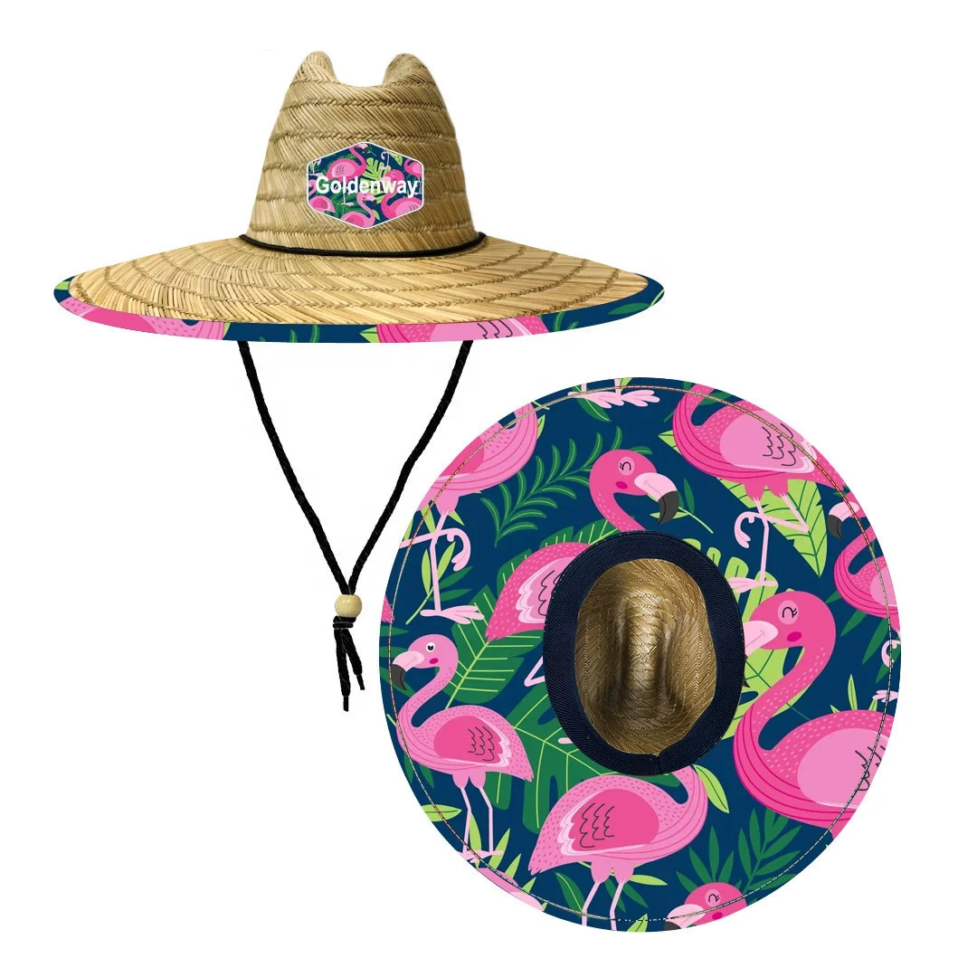 Flamingo Pattern design sun production women lifeguard chinese straw hats