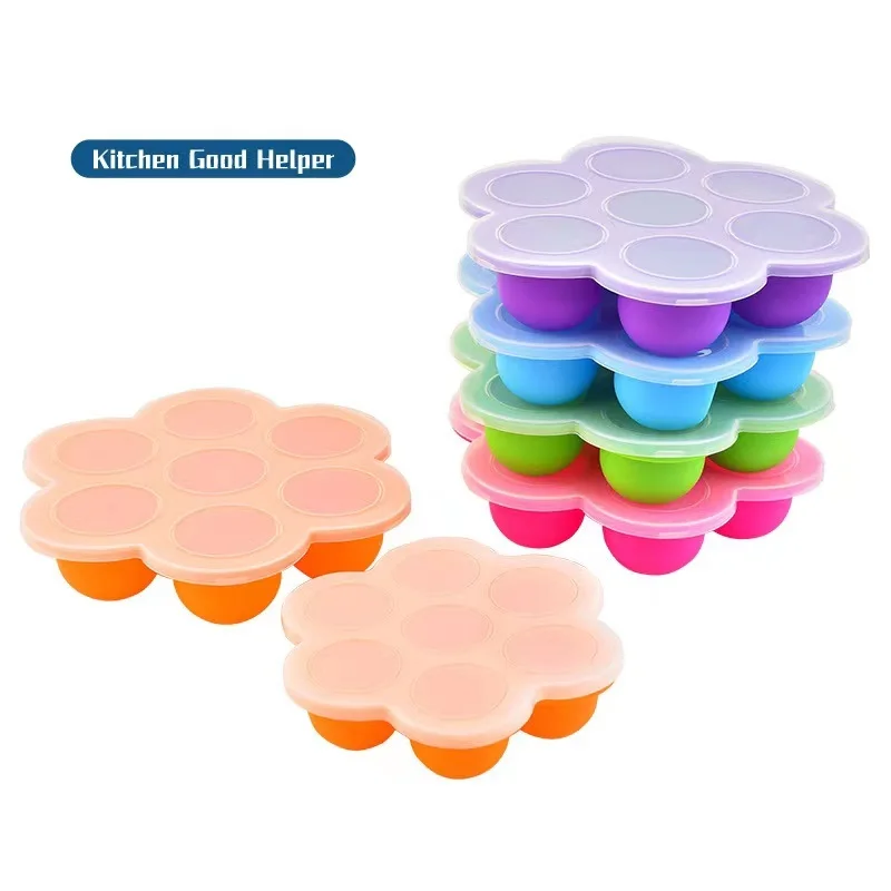 Reusable Silicone Baby Food Storage Containers for baby Food Freezer Mold Tray with Clip On Lid