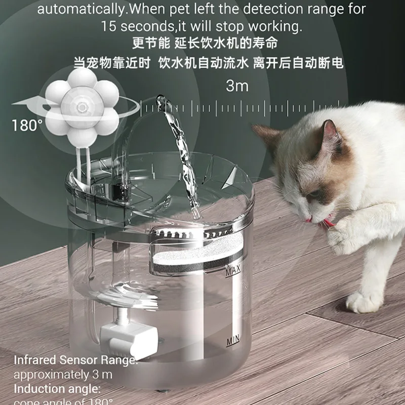 2L Automatic Pet Water Dispenser Drinking Fountain Quiet Pump Cat Water Fountain for Cats Indoor with Replacement Filters
