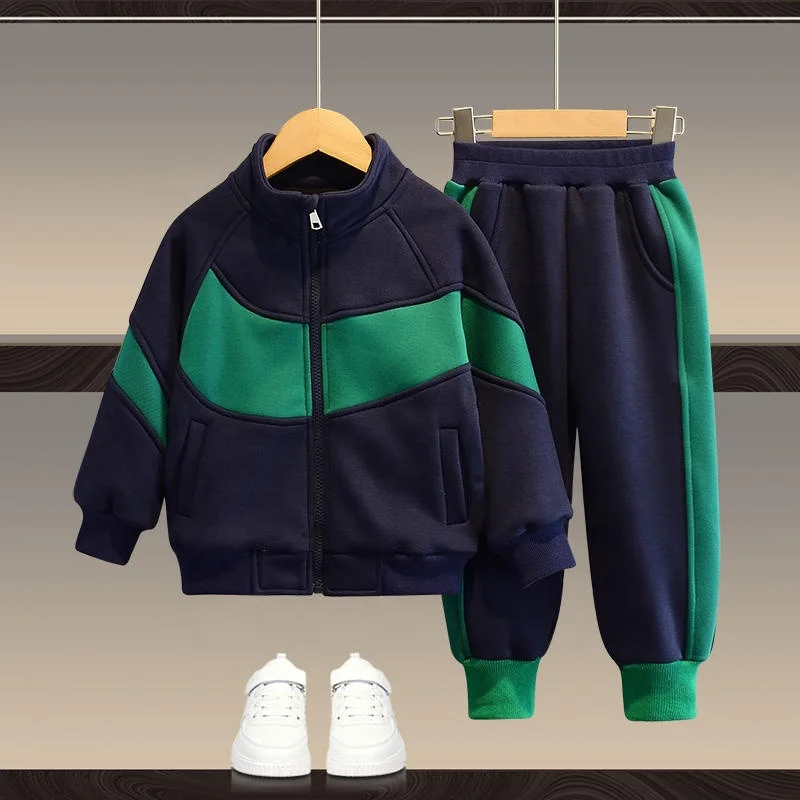 Boys Solid Long-Sleeve Hoodie Sweatshirt and Jogger Sweatpants 2 Piece Casual Outfit