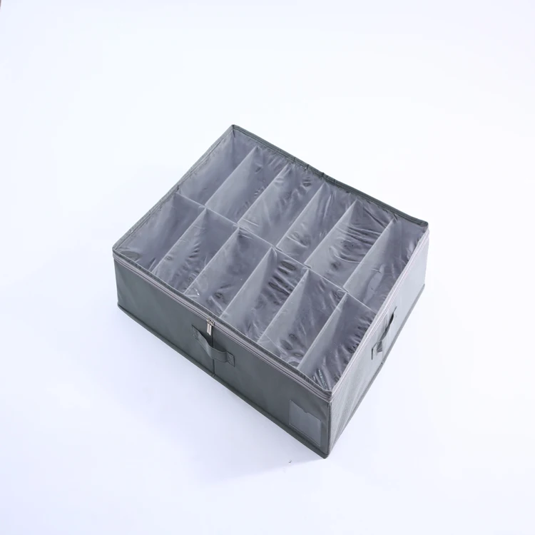 Clothes Blankets Zippered Storage Bag Fits 12 Pairs Each UnderBed Shoe Storage Organizer with Adjustable Dividers