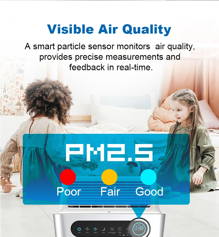 ETL большое помещение CADR 320 детский замок PM 2,5 дисплей портативный очиститель воздуха для дома
