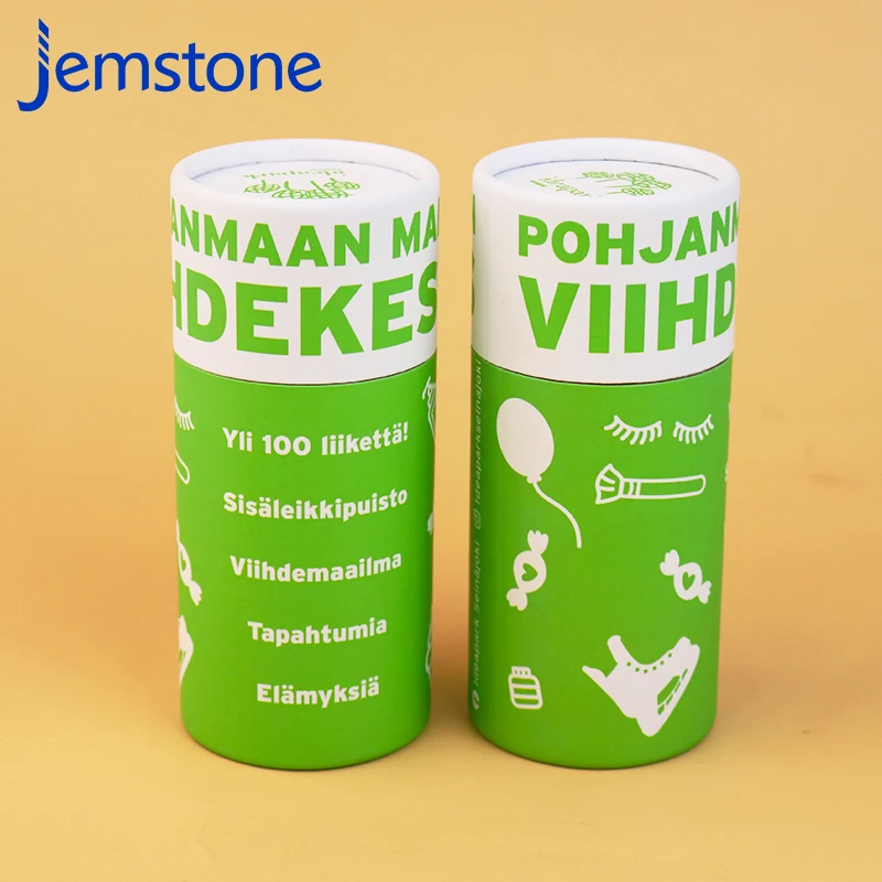 Custom Lamp Cardboard Paper Tube LED Light Green Box with Stamping Embossing Glossy Lamination Gold Foil Matt Lamination