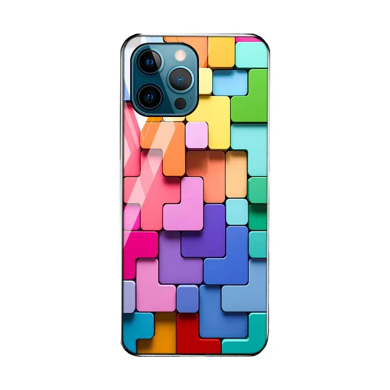 Best quality Art visual effect Graffiti painting Tempered glass phone case for iphone 13 pro max mini