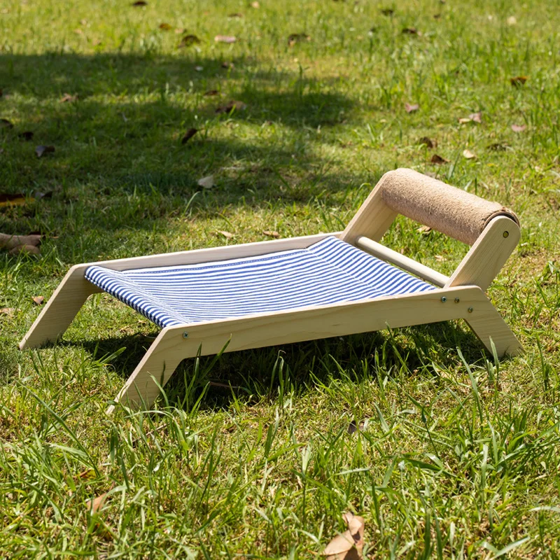 New Arrival Beach Cot Cat Bed Scratcher 360 Degree Rotating Barrel Summer Cat Bed Cat Recliner Elevated Pet Bed