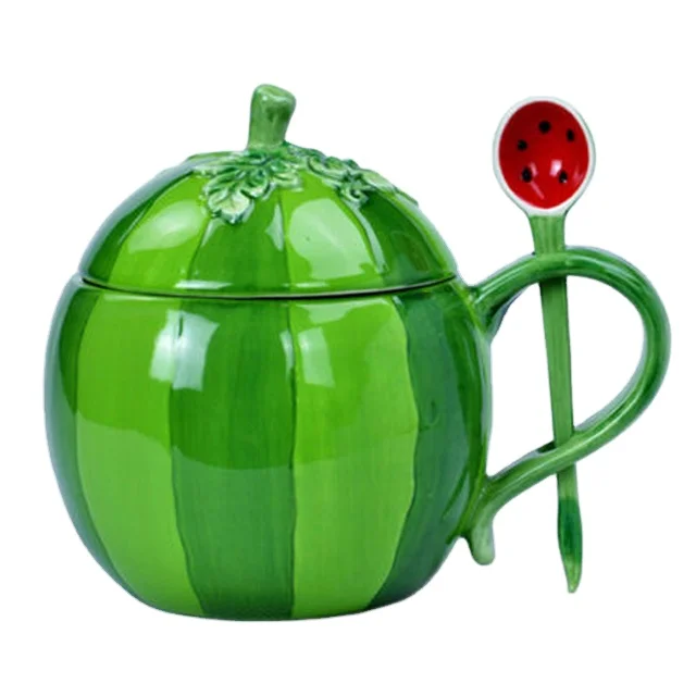 wholesale handmade cute 3d ceramic mugs 2021 fruit strawberry  mugs sublimation ceramic milk cup coffee cups