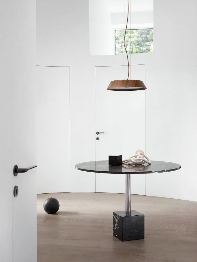 European Artistic Round Chandelier Modern Hanging Lamp Minimalist Style Dining Room Kitchen Oak Wood Pendant Light