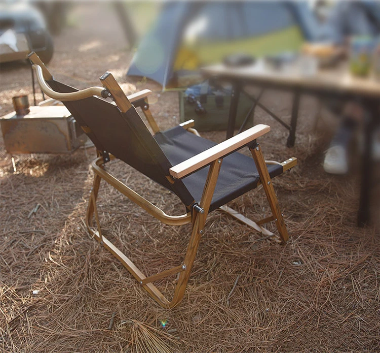 TARKA Custom Logo outdoor furniture kermit chair Wood Grain Metal Frame beach aluminium alloy folding camping chair