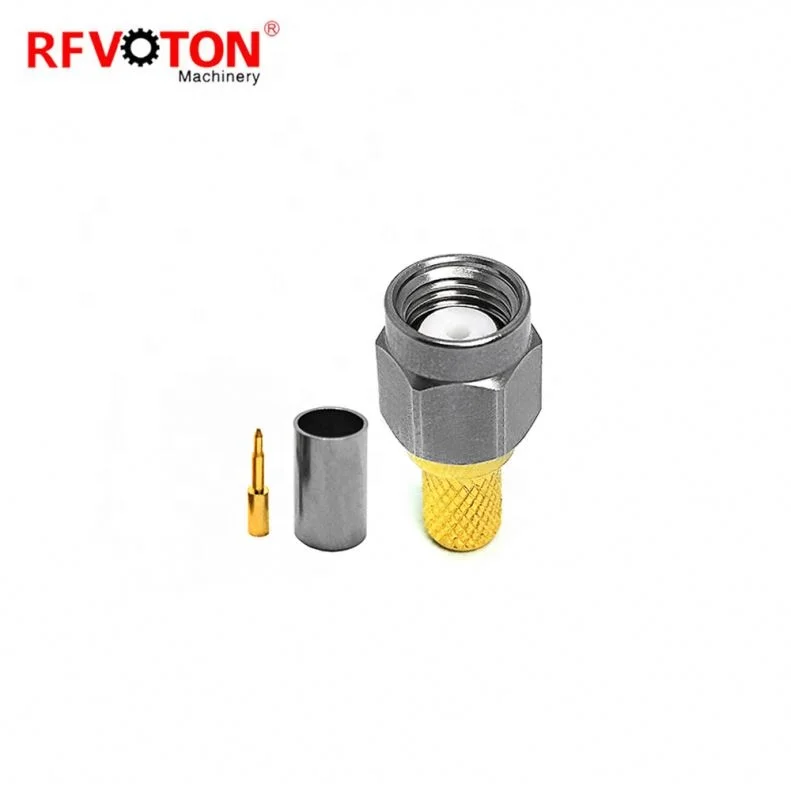 
stainless steel SMA plug male connector for LMR195 LMR200 RG58 RG223 RG400 